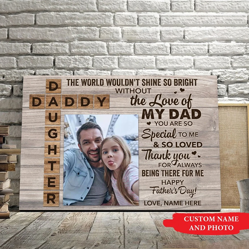 Personalized Photo Dad And Daughter Imge Poster Canvas Fathers Day Personalised Gift Dad And Daughter Poster Personalised Gift Fathers Day